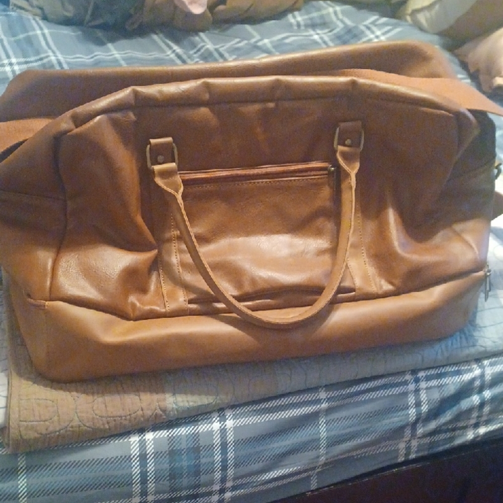 Men's Tan Faux Leather Bag